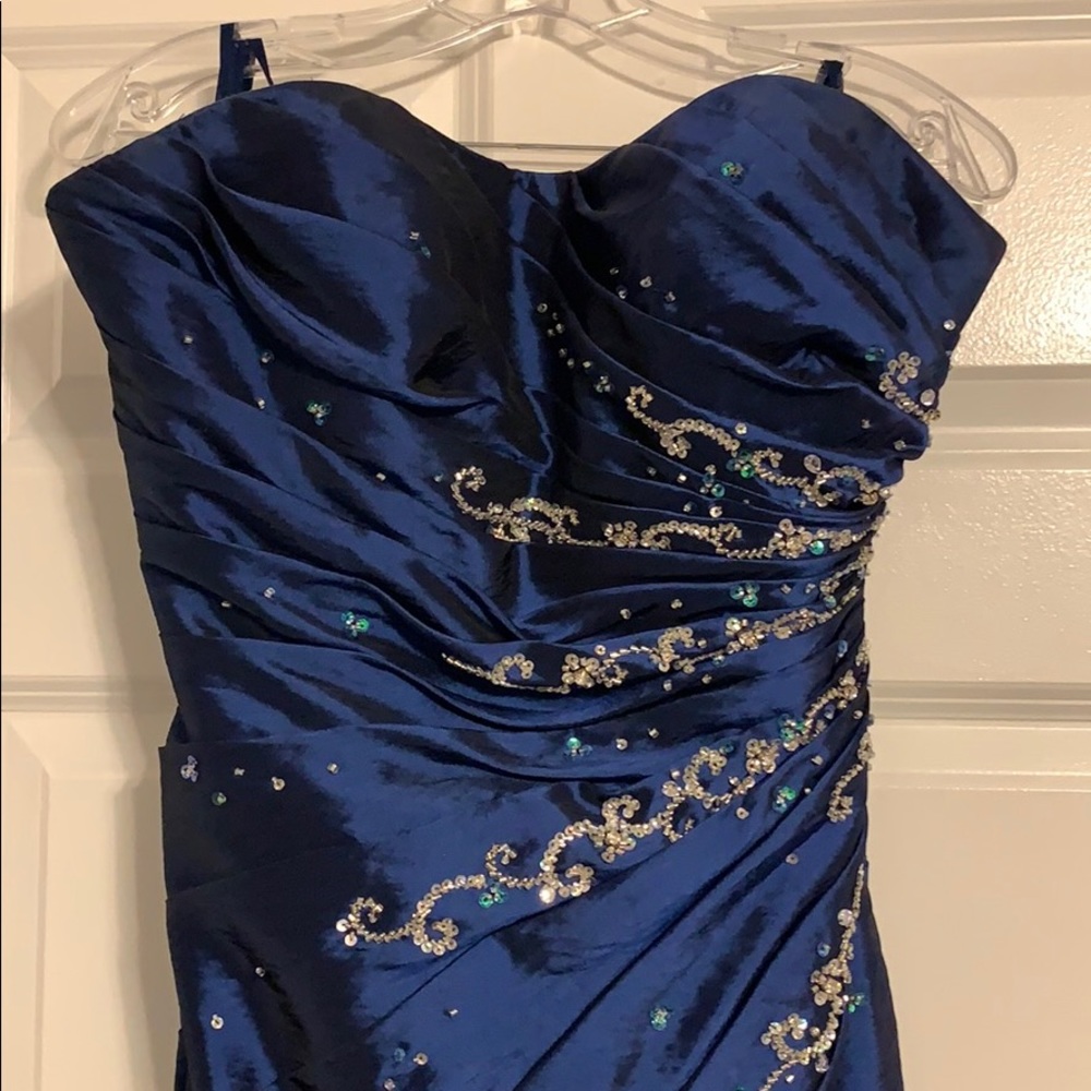 Gorgeous beaded blue prom dress